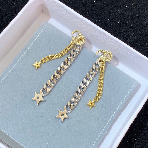 designer earrings jewellerykorean style d family new letter two color chain earrings female personality fashion temperament ta kj33, Silver 
designer earrings jewellerykorean style d family new letter two color chain earrings female personality fashion temperament ta kj33, Silver