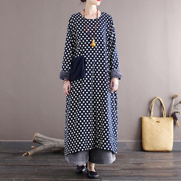 johnature women dot fleece dresses vintage warm thick winter robes a-line original pockets 2021 new casual a-line dresses, Black;gray
johnature women dot fleece dresses vintage warm thick winter robes a-line original pockets 2021 new casual a-line dresses, Black;gray