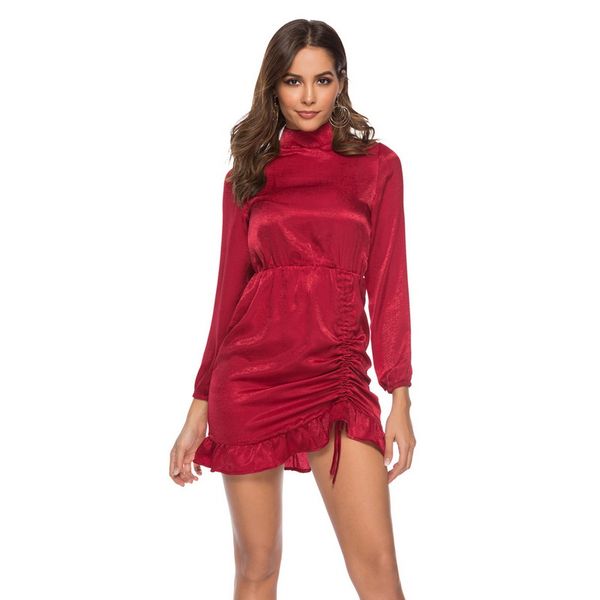 qrwr 2021 women dress autumn new solid half high collar ruffle dress slim shirring zipper long sleeve mini ladies dress, Black;pink
qrwr 2021 women dress autumn new solid half high collar ruffle dress slim shirring zipper long sleeve mini ladies dress, Black;pink