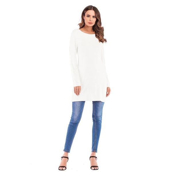 women's t-shirt woman tshirts spring/autumn fashion solid color long sleeve o-neck shirts basis medium length elastic tshirt donsignet, White
women's t-shirt woman tshirts spring/autumn fashion solid color long sleeve o-neck shirts basis medium length elastic tshirt donsignet, White