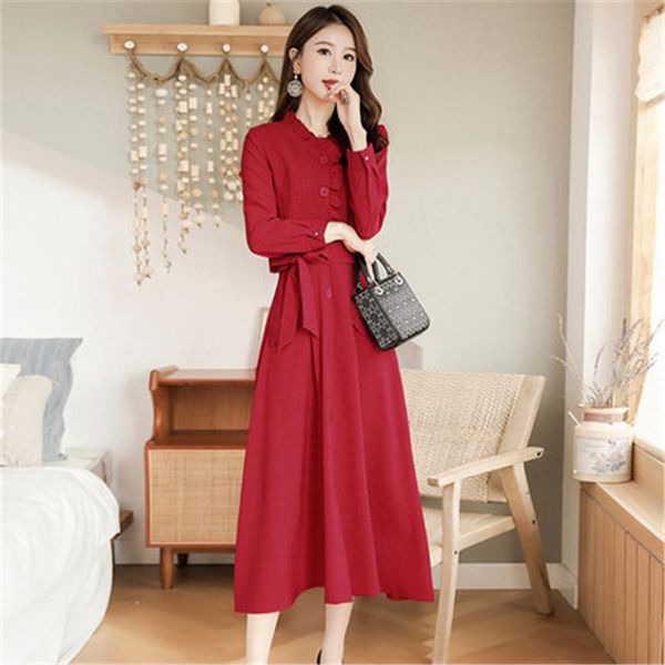 casual dresses spring autumn women's elegant plus size female formal dress belt ruffles femme vestido women long drsss 657, Black;gray
casual dresses spring autumn women's elegant plus size female formal dress belt ruffles femme vestido women long drsss 657, Black;gray