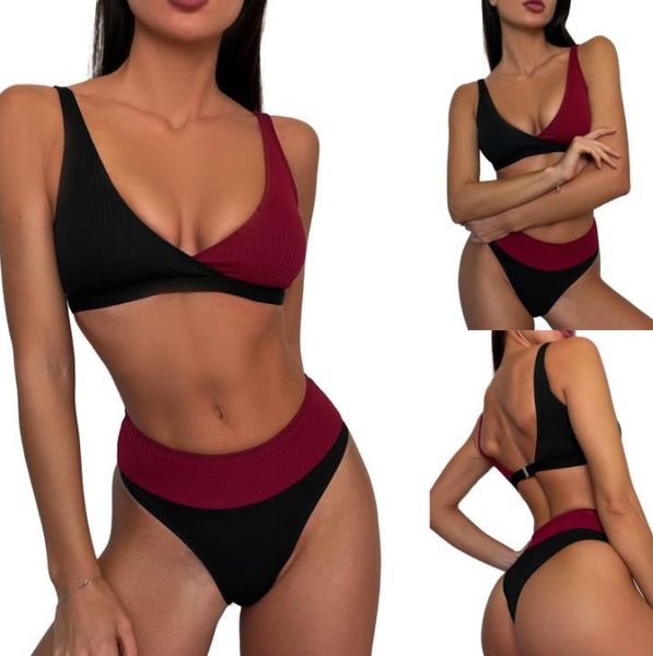 women's swimwear 2 pcs women color block bathing suits adults ribbed v-neck bikini + bottoms, White;black
women's swimwear 2 pcs women color block bathing suits adults ribbed v-neck bikini + bottoms, White;black