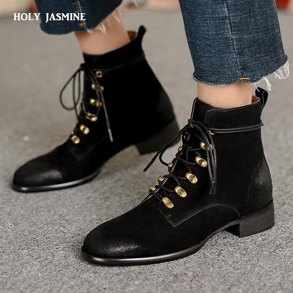 boots women shoes 2021 autumn winter genuine leather female short suede booties british lace retro trend naked, Black
boots women shoes 2021 autumn winter genuine leather female short suede booties british lace retro trend naked, Black