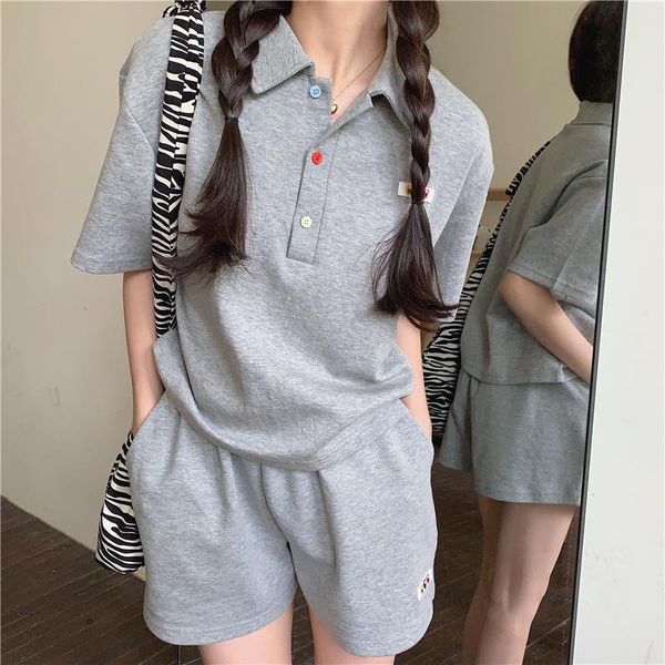 women's tracksuits alien kitty 2021 summer ladies suit turn down collar solid color t-shirt high waist slimming basic loose casual shor, Gray
women's tracksuits alien kitty 2021 summer ladies suit turn down collar solid color t-shirt high waist slimming basic loose casual shor, Gray