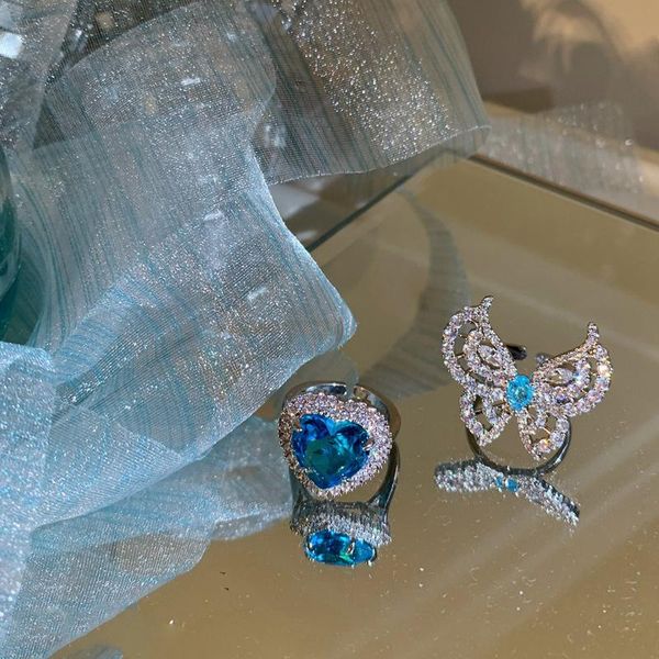 cluster rings mengjiqiao korean fashion blue crystal heart adjustable for women lady elegant zircon butterfly party ring jewelry gifts, Golden;silver
cluster rings mengjiqiao korean fashion blue crystal heart adjustable for women lady elegant zircon butterfly party ring jewelry gifts, Golden;silver