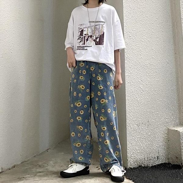 harajuku korean trend streetwear women jean daisy full print loose trousers mens and womens straight leg pants woman, Blue
harajuku korean trend streetwear women jean daisy full print loose trousers mens and womens straight leg pants woman, Blue