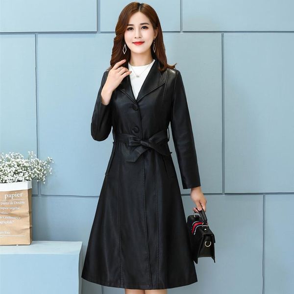 women's leather & faux autumn women long pu jacket fashion single breasted black trench coat female sleeve windbreaker with belt
women's leather & faux autumn women long pu jacket fashion single breasted black trench coat female sleeve windbreaker with belt