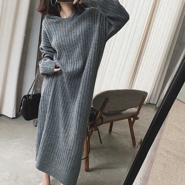 large long sweater women's winter wear fat sister looks thin and covers her stomach hooded over knee knitted drs, Black;gray
large long sweater women's winter wear fat sister looks thin and covers her stomach hooded over knee knitted drs, Black;gray