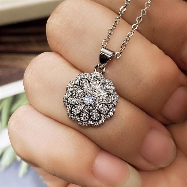 pendant necklaces huitan delicate flower necklace with shiny crystal cz for women fashion wedding accessories daily wear party jewelry, Silver
pendant necklaces huitan delicate flower necklace with shiny crystal cz for women fashion wedding accessories daily wear party jewelry, Silver