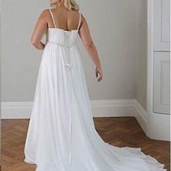 new modest 2021 plus size wedding es beach chiffon a line spaghetti straps lace up back simple elegant boho bridal gowns 2y7t, White
new modest 2021 plus size wedding es beach chiffon a line spaghetti straps lace up back simple elegant boho bridal gowns 2y7t, White