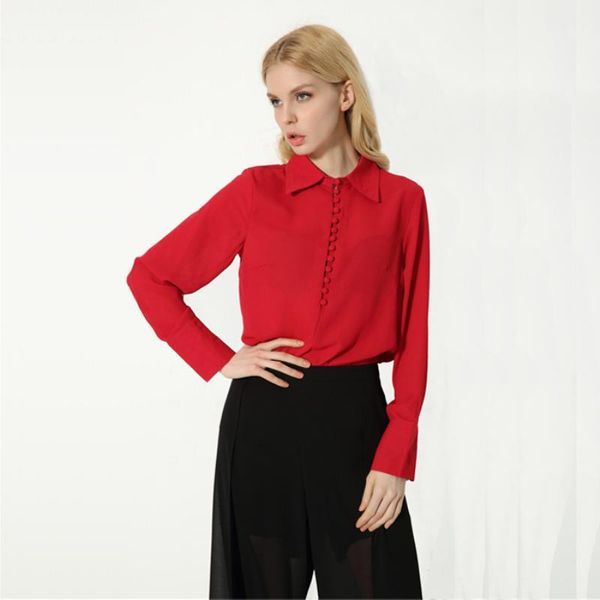 women's blouses & shirts 2021 summer blouse european and american temperament lapel single-breasted shirt was thin long-sleeved chiffon, White
women's blouses & shirts 2021 summer blouse european and american temperament lapel single-breasted shirt was thin long-sleeved chiffon, White