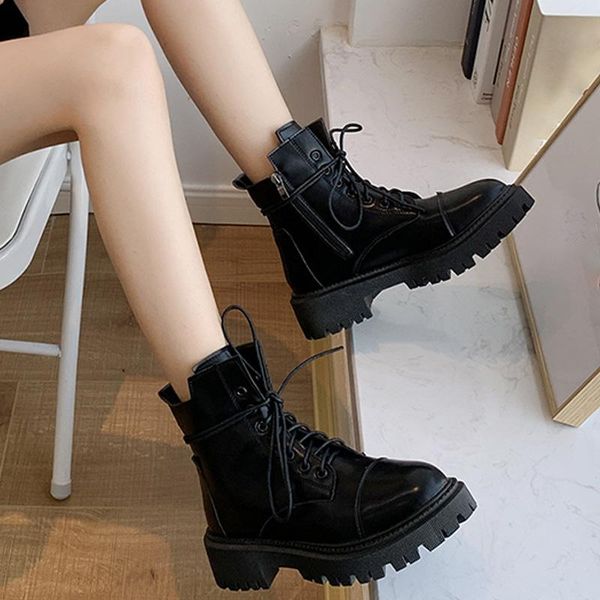 boots 2021 woman pu leather ankle flat heel casual women platform lace up winter autumn shoes daily short footwear, Black
boots 2021 woman pu leather ankle flat heel casual women platform lace up winter autumn shoes daily short footwear, Black