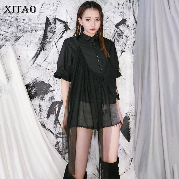 women's blouses & shirts xitao streetwear mesh stitching lace-up shirt minority fashion black cropped womens and trend short sleeve xj, White
women's blouses & shirts xitao streetwear mesh stitching lace-up shirt minority fashion black cropped womens and trend short sleeve xj, White