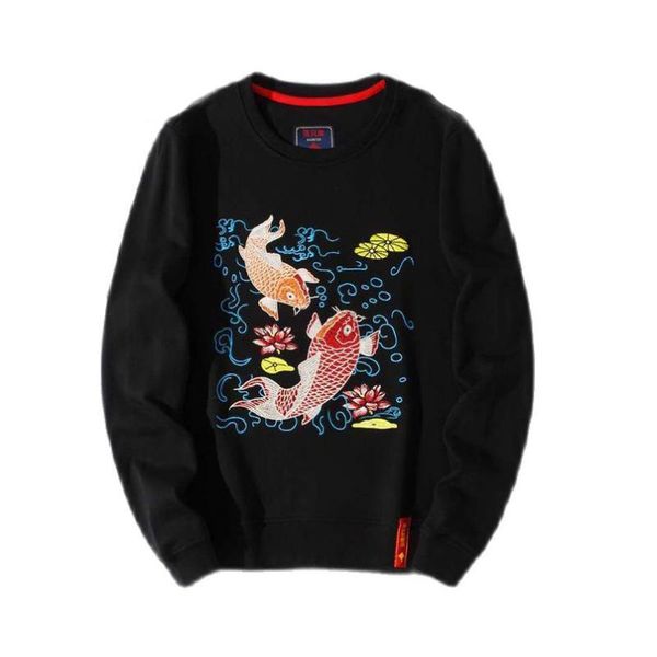men's hoodies & sweatshirts autumn cotton brocade carp embroidery sweatshirt men black white round neck oversized male
men's hoodies & sweatshirts autumn cotton brocade carp embroidery sweatshirt men black white round neck oversized male