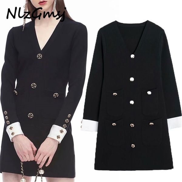 dres v-neck fashion ladies black knitted waist-controlled sweet female chic slim mini 210628, Black;gray
dres v-neck fashion ladies black knitted waist-controlled sweet female chic slim mini 210628, Black;gray