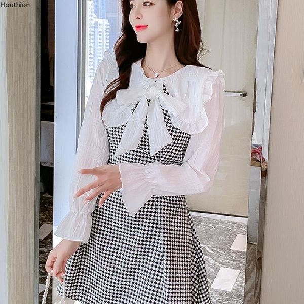 casual dresses chiffon loose plus size women fashion lattice stitching bow tie long sleeve dress autumn a-line houthion, Black;gray
casual dresses chiffon loose plus size women fashion lattice stitching bow tie long sleeve dress autumn a-line houthion, Black;gray