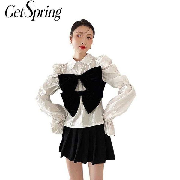 getspring women blouse shirt puff sleeve bow patchwork cotton white female s long casual women's 210601
getspring women blouse shirt puff sleeve bow patchwork cotton white female s long casual women's 210601