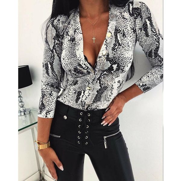 women's blouses & shirts women long sleeve bodysuit v neck snake leopard print jumpsuit bodycon romper, White
women's blouses & shirts women long sleeve bodysuit v neck snake leopard print jumpsuit bodycon romper, White