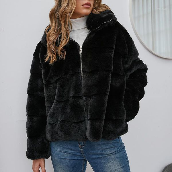 women's fur & faux women pure black coat winter warm jacket zipper turn-down collar short outwear 2021 fashion 6q5353
women's fur & faux women pure black coat winter warm jacket zipper turn-down collar short outwear 2021 fashion 6q5353