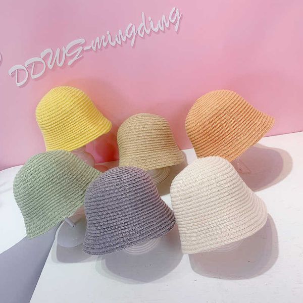 j1312 summer new simple children hat bucket straw monochrome baby men and women, Yellow
j1312 summer new simple children hat bucket straw monochrome baby men and women, Yellow