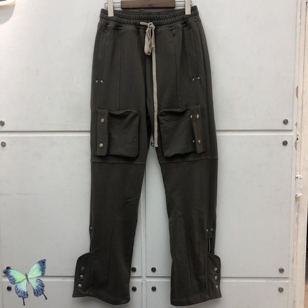 men's pants men women joggers multi-pocket overalls trousers high street zipper breasted cargo, Black
