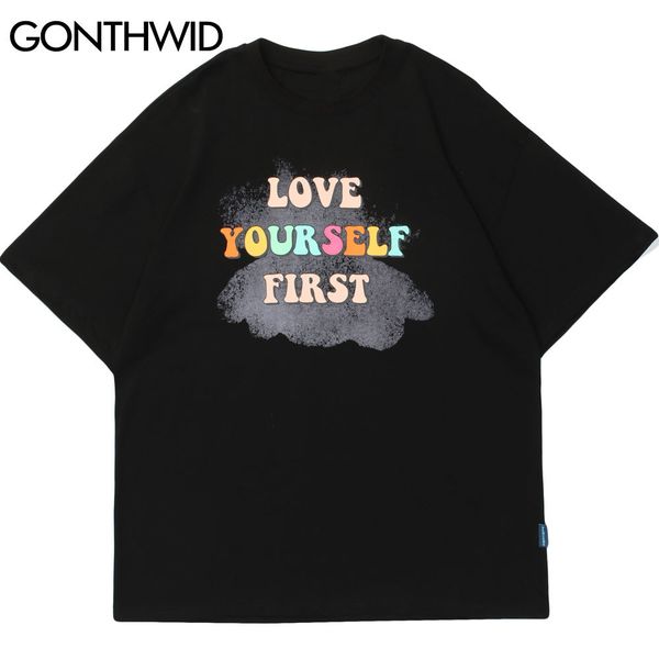 gonthwid t-shirts harajuku love yourself first print short sleeve tshirts streetwear summer hip hop casual cotton loose tee c0315, White;black
gonthwid t-shirts harajuku love yourself first print short sleeve tshirts streetwear summer hip hop casual cotton loose tee c0315, White;black