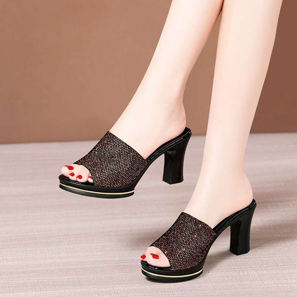 summer fairy cool slippers women's thin heels wear flip flops and high, Black
summer fairy cool slippers women's thin heels wear flip flops and high, Black