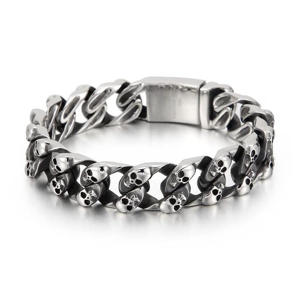 charm bracelets 15mm skull bone cuban chain bracelet men punk rock fashion jewelry, Golden;silver
charm bracelets 15mm skull bone cuban chain bracelet men punk rock fashion jewelry, Golden;silver