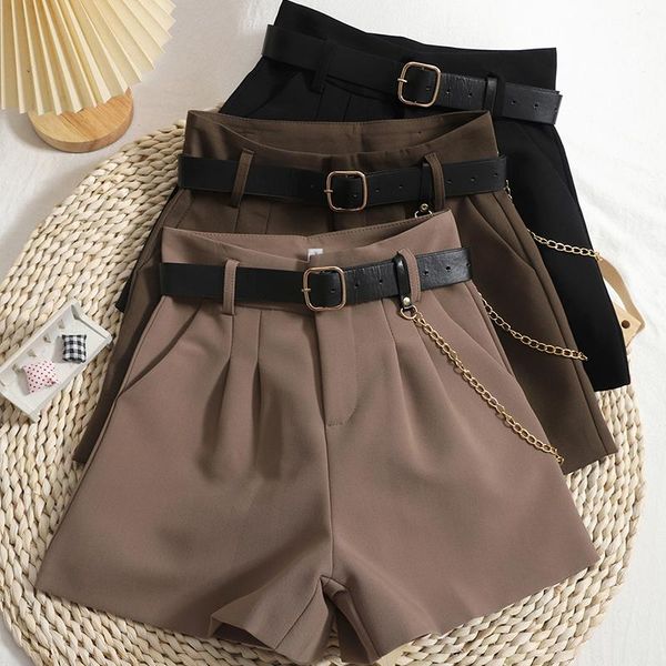 women's shorts temperament suit belt chain straight 2022 spring solid color wide-leg wild high-waist boots biker, White;black
women's shorts temperament suit belt chain straight 2022 spring solid color wide-leg wild high-waist boots biker, White;black
