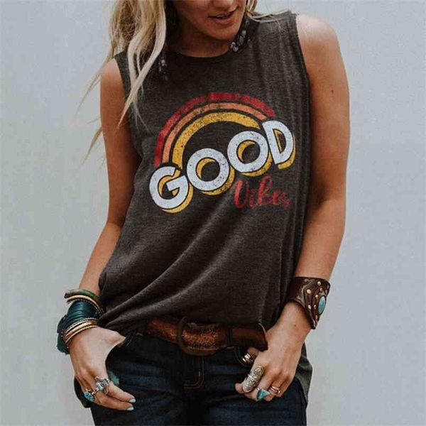 summer sleeveless tank women good vibes rainbow printed o-neck tees gray/black casual female vest harajuku 210705, White
summer sleeveless tank women good vibes rainbow printed o-neck tees gray/black casual female vest harajuku 210705, White