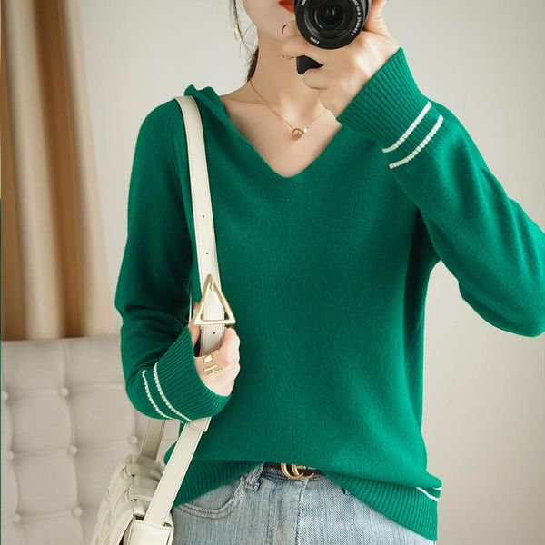 women's sweaters 100% pure wool sweater hooded pullover korean loose casual long-sleeved coat, White;black
women's sweaters 100% pure wool sweater hooded pullover korean loose casual long-sleeved coat, White;black