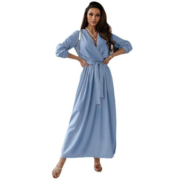 casual dresses for women's spring and autumn deep v neck fashion mid waist lace up long sleeve elegant ladies blue dress 2021, Black;gray
casual dresses for women's spring and autumn deep v neck fashion mid waist lace up long sleeve elegant ladies blue dress 2021, Black;gray