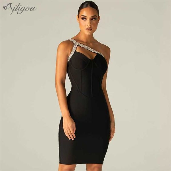 summer women one shoulder black crystal club bandage dress sleeveless mini celebrity runway party lady 210525, Black;gray
summer women one shoulder black crystal club bandage dress sleeveless mini celebrity runway party lady 210525, Black;gray