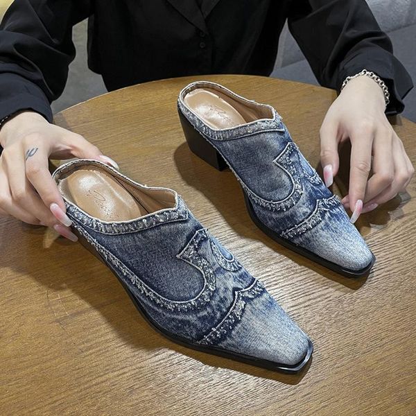 slippers classic design 2021 spring pointed deep mouth thick high-heeled denim outer wear baotou shoes for women, Black
slippers classic design 2021 spring pointed deep mouth thick high-heeled denim outer wear baotou shoes for women, Black
