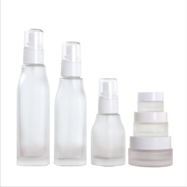white frosted spray bottle empty cosmetic packaging container square shape frost glass toner press refillable bottles
white frosted spray bottle empty cosmetic packaging container square shape frost glass toner press refillable bottles