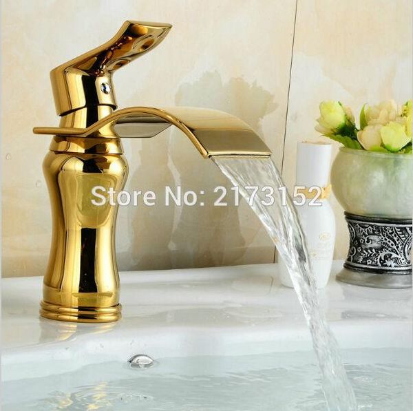 bathroom sink faucets fancy style gold plated waterfall faucet single hole handle basin mixer tap b030
bathroom sink faucets fancy style gold plated waterfall faucet single hole handle basin mixer tap b030