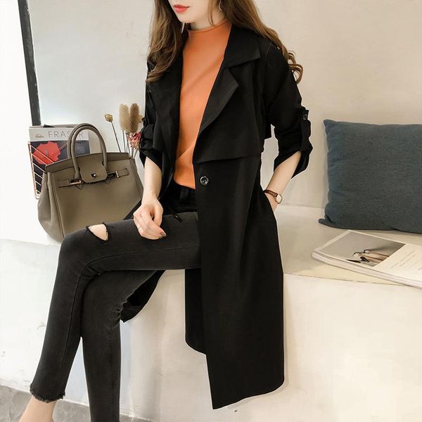 women's trench coats medium and long style women coat cotton office lady turn-down collar 2021 large size loose casual commuting thin s, Tan;black
women's trench coats medium and long style women coat cotton office lady turn-down collar 2021 large size loose casual commuting thin s, Tan;black