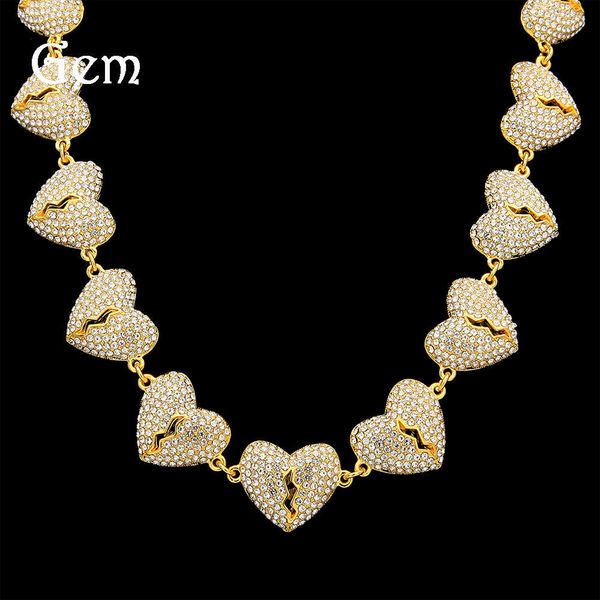 hip hop new full diamond broken heart connection necklace love string broken heart men's hip hop exaggerated necklace, Silver
hip hop new full diamond broken heart connection necklace love string broken heart men's hip hop exaggerated necklace, Silver
