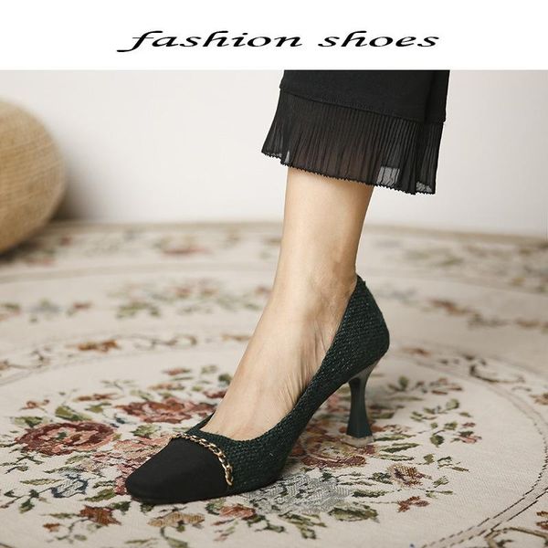 dress shoes 2021 luxury metal chain design fashion high heels women pumps classic fabric stitching stiletto party, Black
dress shoes 2021 luxury metal chain design fashion high heels women pumps classic fabric stitching stiletto party, Black
