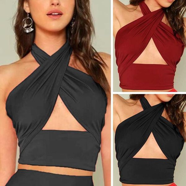 women strappy cross over front cut out halter neck sleeveless backless crop bandage vest summer woman clothes
women strappy cross over front cut out halter neck sleeveless backless crop bandage vest summer woman clothes