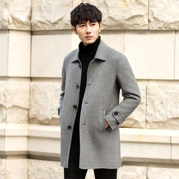 men's wool & blends autumn 2022 winter men thick coats turn-down collar male fashion blend jackets outwear casual overcoat b424, Black
men's wool & blends autumn 2022 winter men thick coats turn-down collar male fashion blend jackets outwear casual overcoat b424, Black