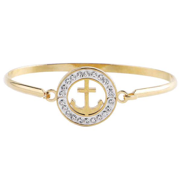 women stainless steel opening golden cubic zirconia boat anchor style bracelet pandora fashion jewelry, Golden;silver
women stainless steel opening golden cubic zirconia boat anchor style bracelet pandora fashion jewelry, Golden;silver