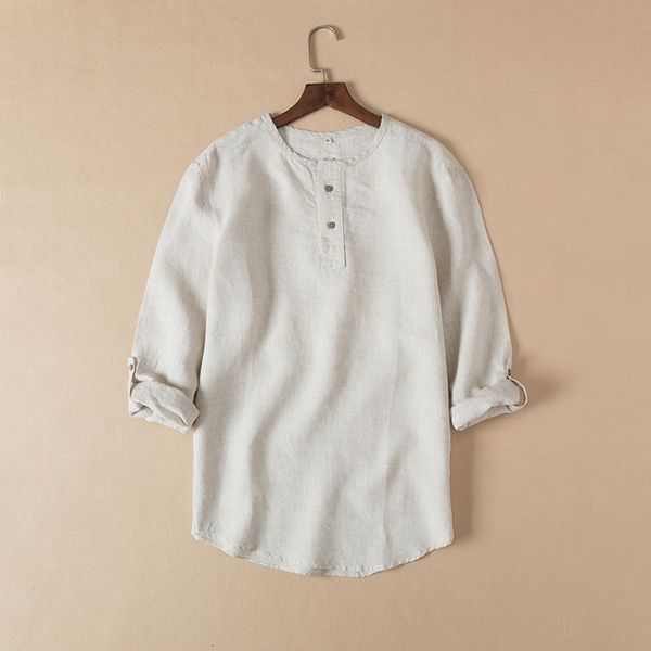 2021 new arrival linen brand fashion men three-quarter collarless mens shirt pure flax shirts male chemise yqoe, White
2021 new arrival linen brand fashion men three-quarter collarless mens shirt pure flax shirts male chemise yqoe, White