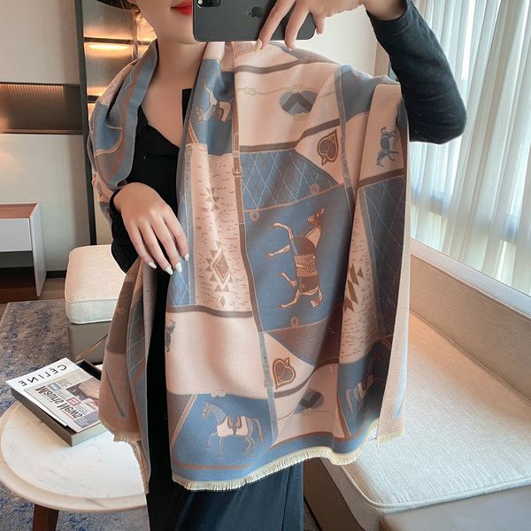 sselling winter cashmere scarf thickened ladies beautiful color print reversible shawl long scarf, Blue;gray
sselling winter cashmere scarf thickened ladies beautiful color print reversible shawl long scarf, Blue;gray