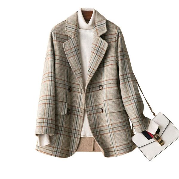 women's suits & blazers 2021 double-faced cashmere coat women autumn winter plaid blazer double breasted wool suit small jacket, White;black
women's suits & blazers 2021 double-faced cashmere coat women autumn winter plaid blazer double breasted wool suit small jacket, White;black