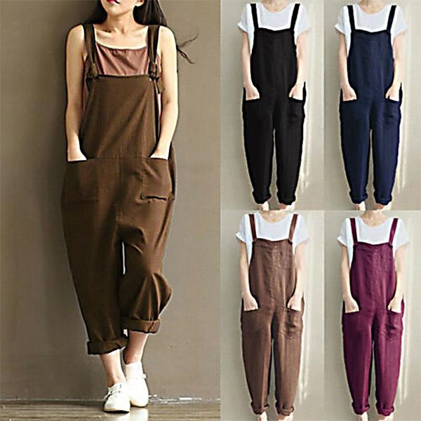 women's jumpsuits & rompers 2021 est women casual oversized dungaree cotton linen jumpsuit playsuit baggy sleeveless romper trousers, Black;white
women's jumpsuits & rompers 2021 est women casual oversized dungaree cotton linen jumpsuit playsuit baggy sleeveless romper trousers, Black;white