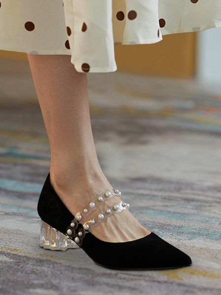 dress shoes est woman pumps elegant retro pearl mary jane pointed toe crystal heels party office lady, Black
dress shoes est woman pumps elegant retro pearl mary jane pointed toe crystal heels party office lady, Black
