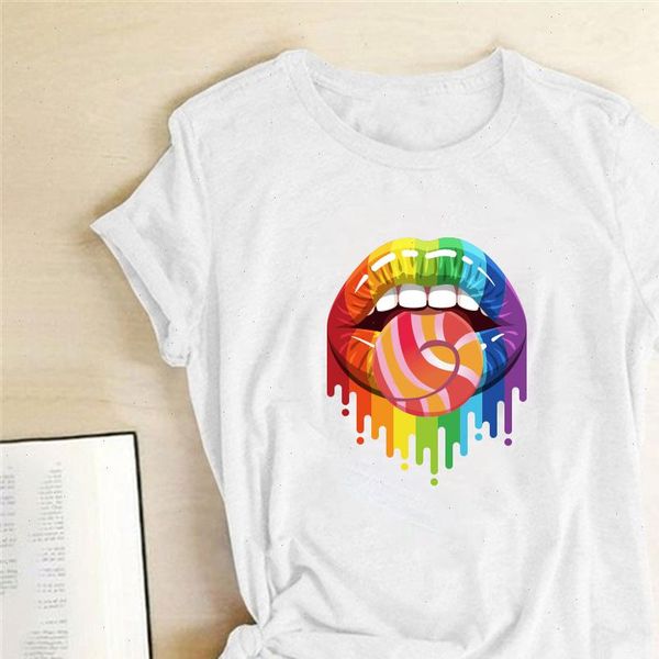 rainbow lips sugar print t shirts women vogue harajuku graphic tees women tee shirt femme short sleeve camisetas mujer verano, White
rainbow lips sugar print t shirts women vogue harajuku graphic tees women tee shirt femme short sleeve camisetas mujer verano, White