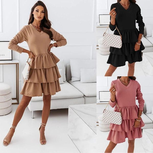 casual dresses 2021 bodycon solid long sleeve women's empire dress spring autumn fashion v neck ruffle patchwork ladies mini, Black;gray
casual dresses 2021 bodycon solid long sleeve women's empire dress spring autumn fashion v neck ruffle patchwork ladies mini, Black;gray