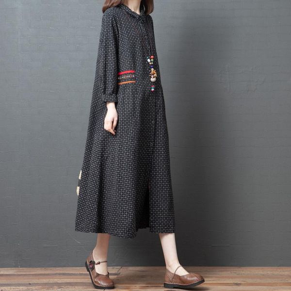casual dresses 2021 arrival fashion plaid autumn dress linen cotton button loose vintage plus size women spring, Black;gray
casual dresses 2021 arrival fashion plaid autumn dress linen cotton button loose vintage plus size women spring, Black;gray